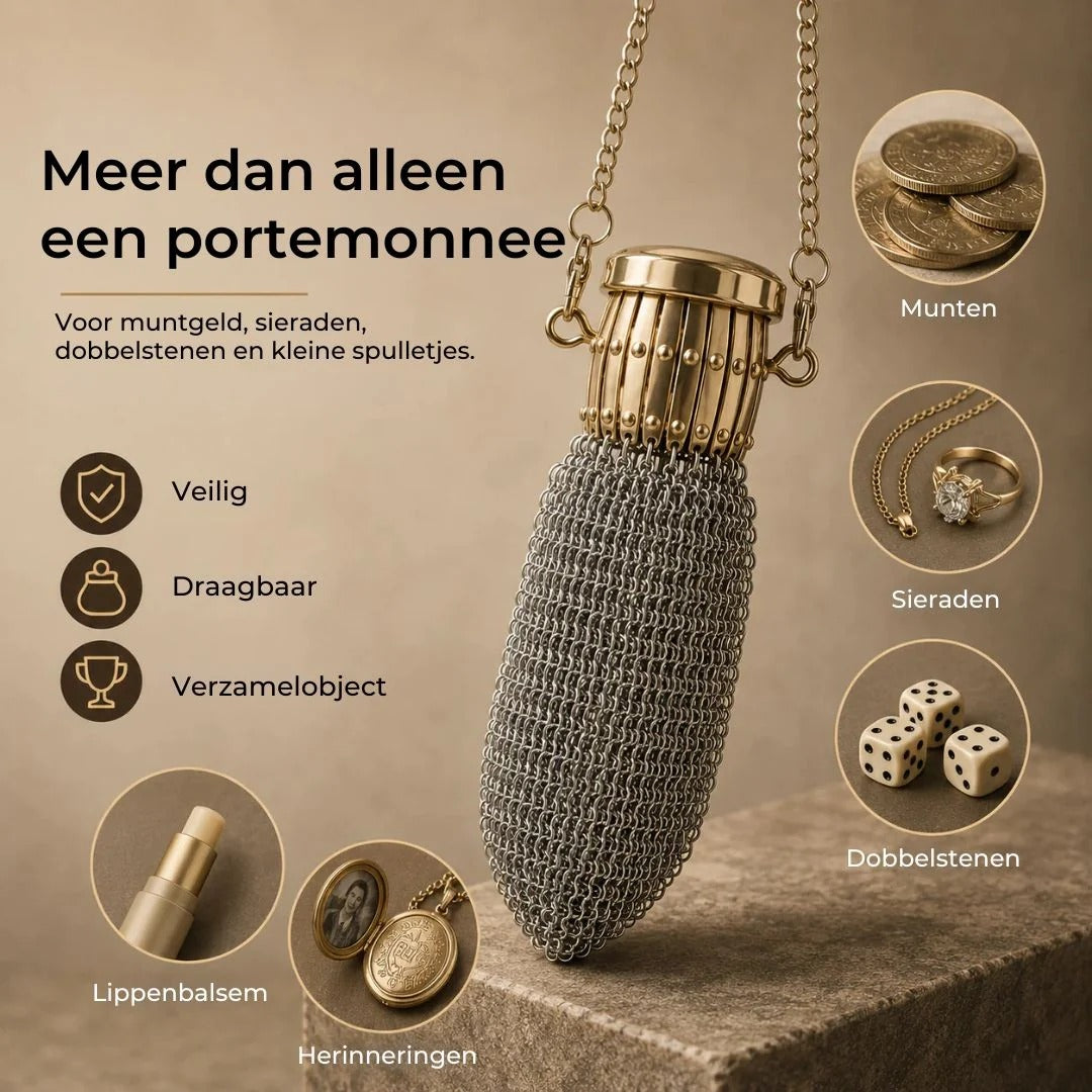 Vintage metaalgaas muntportemonnee voor kleine spullen