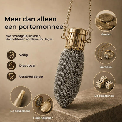 Vintage metaalgaas muntportemonnee voor kleine spullen