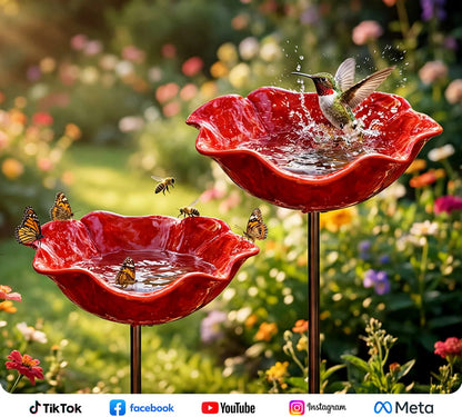 Decoratieve handgemaakte metalen vogelvoeder in bloemvorm