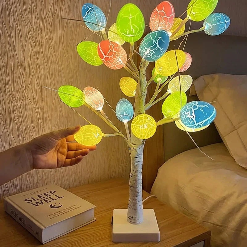 Tafelmodel Berkenboom met 24 LED Verlichte Eieren