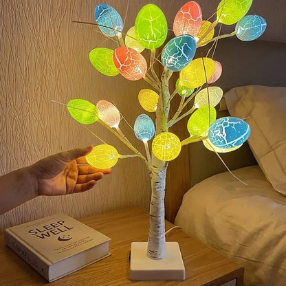 Tafelmodel Berkenboom met 24 LED Verlichte Eieren