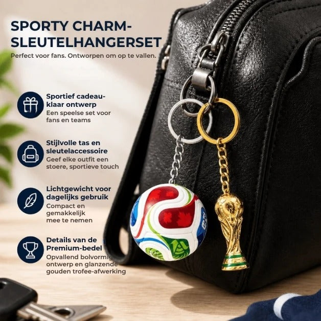 Voetbalsleutelhanger met Wereldbekertrofee