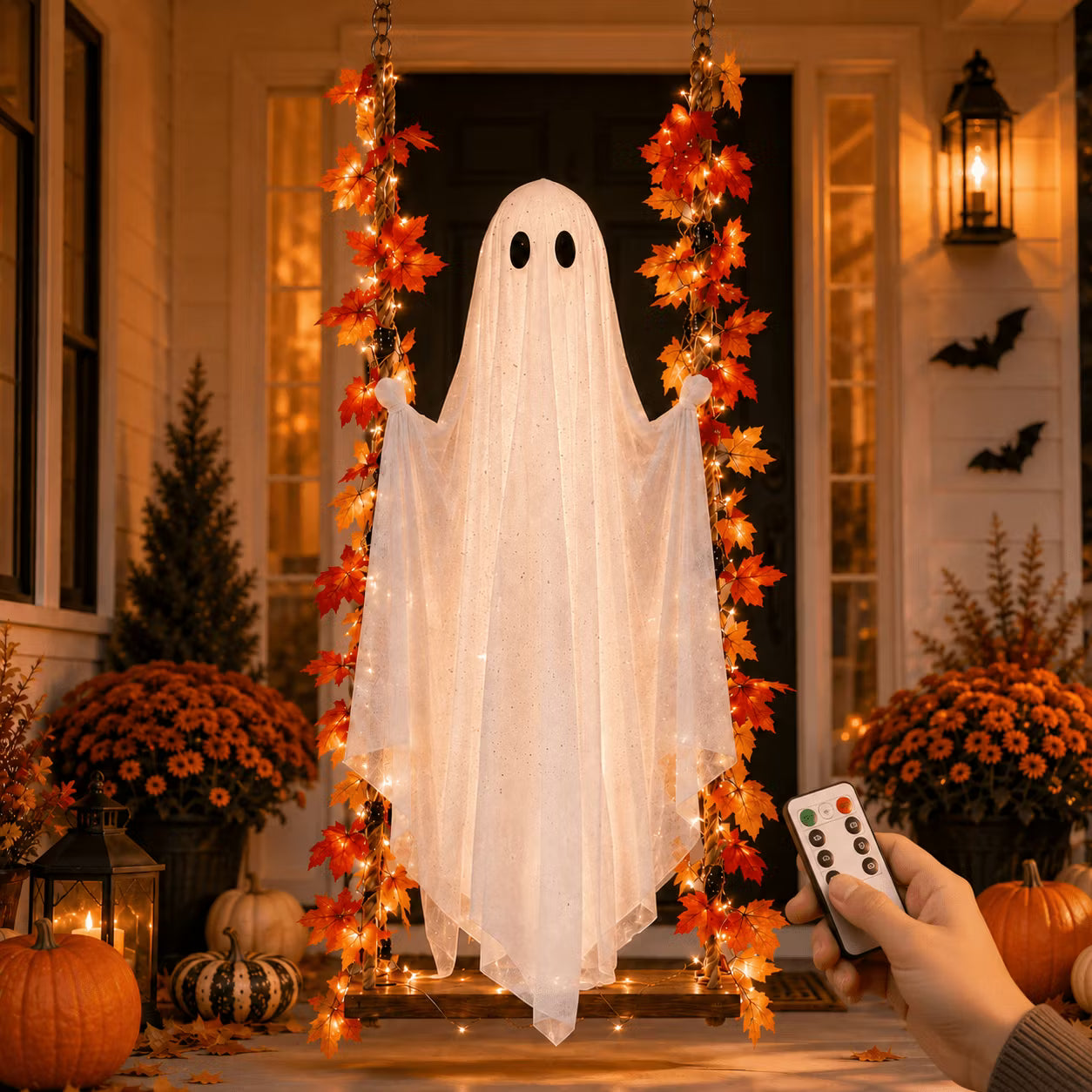 Hangende spookschommel met LED verlichting voor Halloween