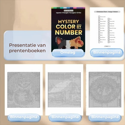 Mystery Mosaics kleurboek met kleuren op nummer