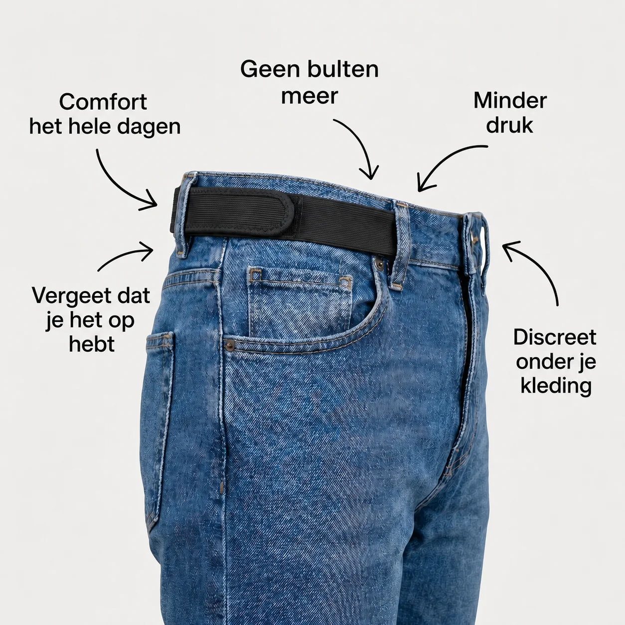 Strapp elastische broekriem zonder gesp set van 2
