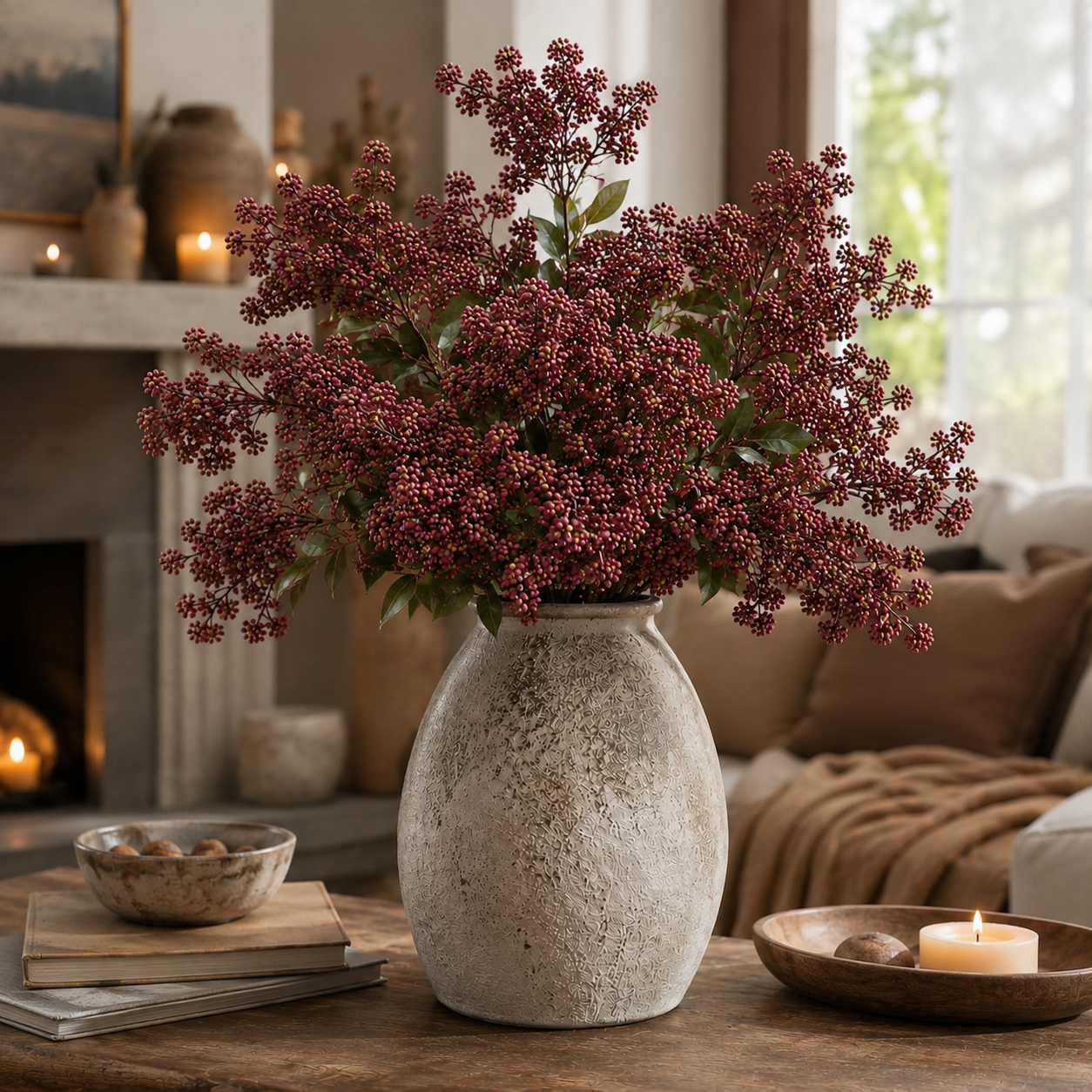 Everbloom natuurgetrouwe bessentakken herfstdecoratie set van 3