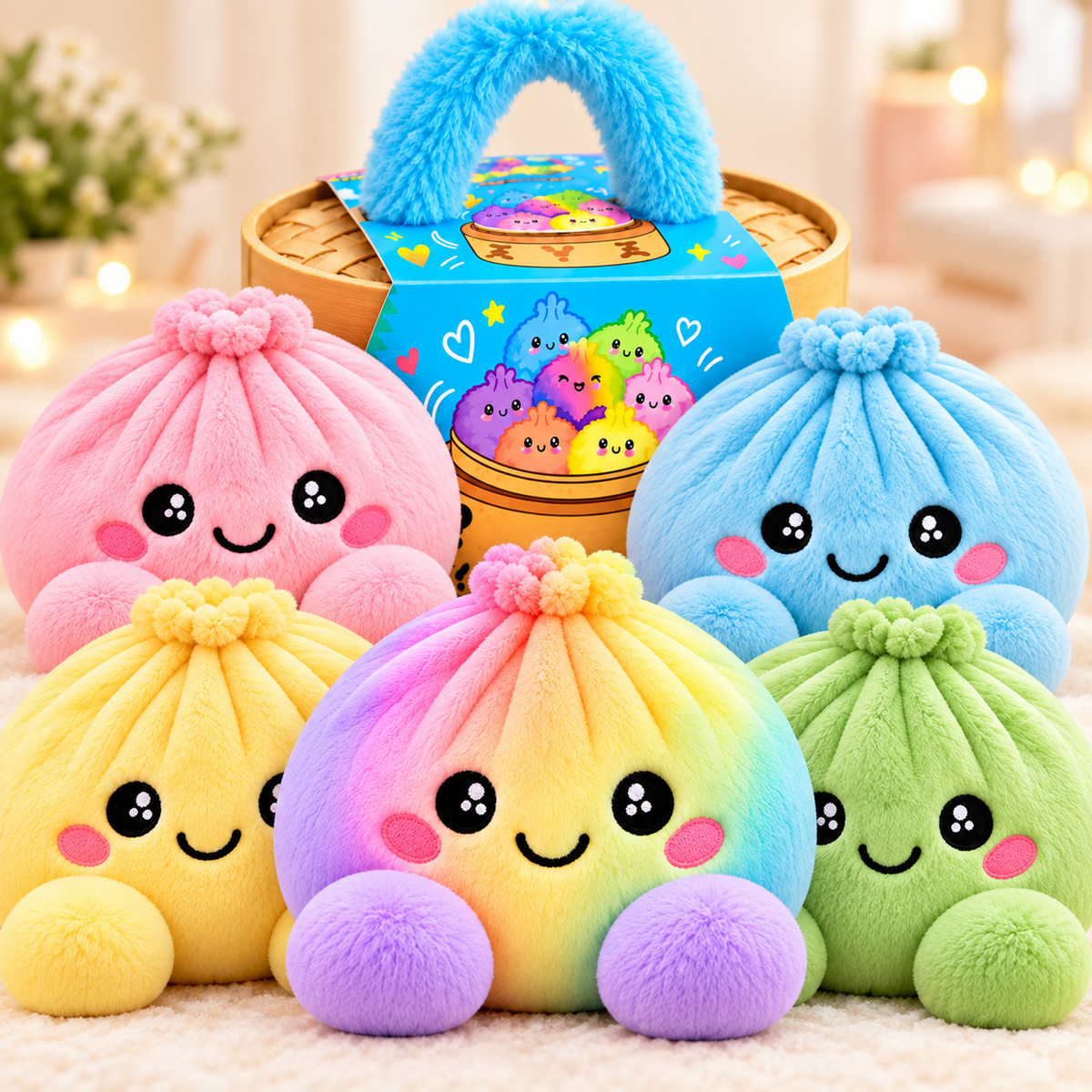 Dumpling squishy knuffels met stoommandje