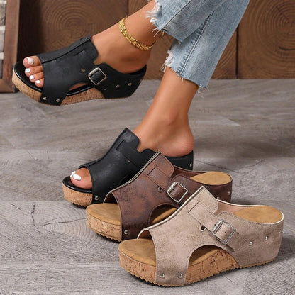 Damesmode Peep Toe sleehak sandalen met plateauzool