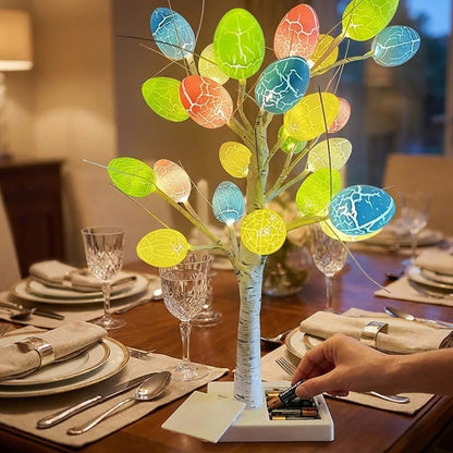 Tafelmodel Berkenboom met 24 LED Verlichte Eieren