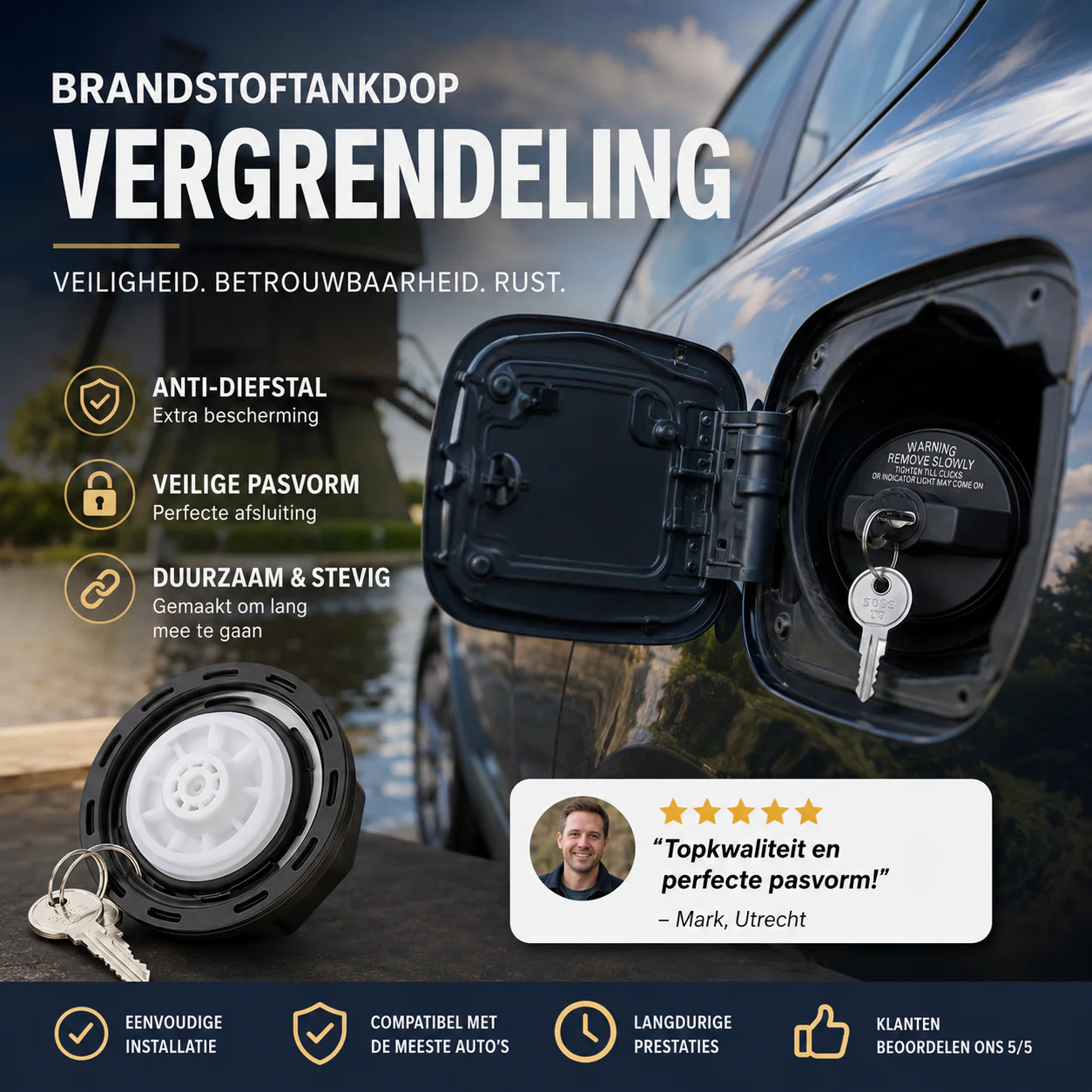 Afsluitbare Brandstofdop met Slot