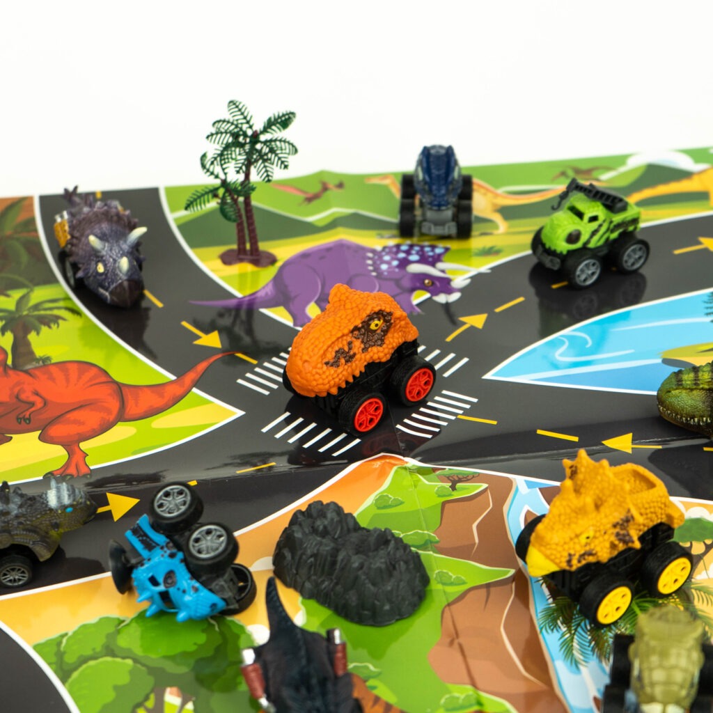 Dinosaurus raceauto adventskalender voor kinderen