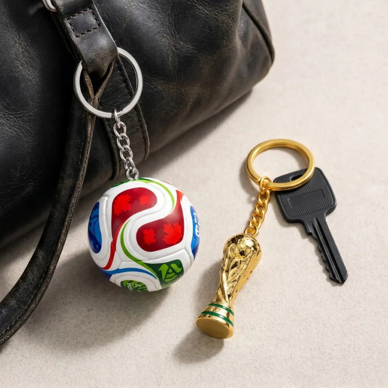 Voetbalsleutelhanger met Wereldbekertrofee
