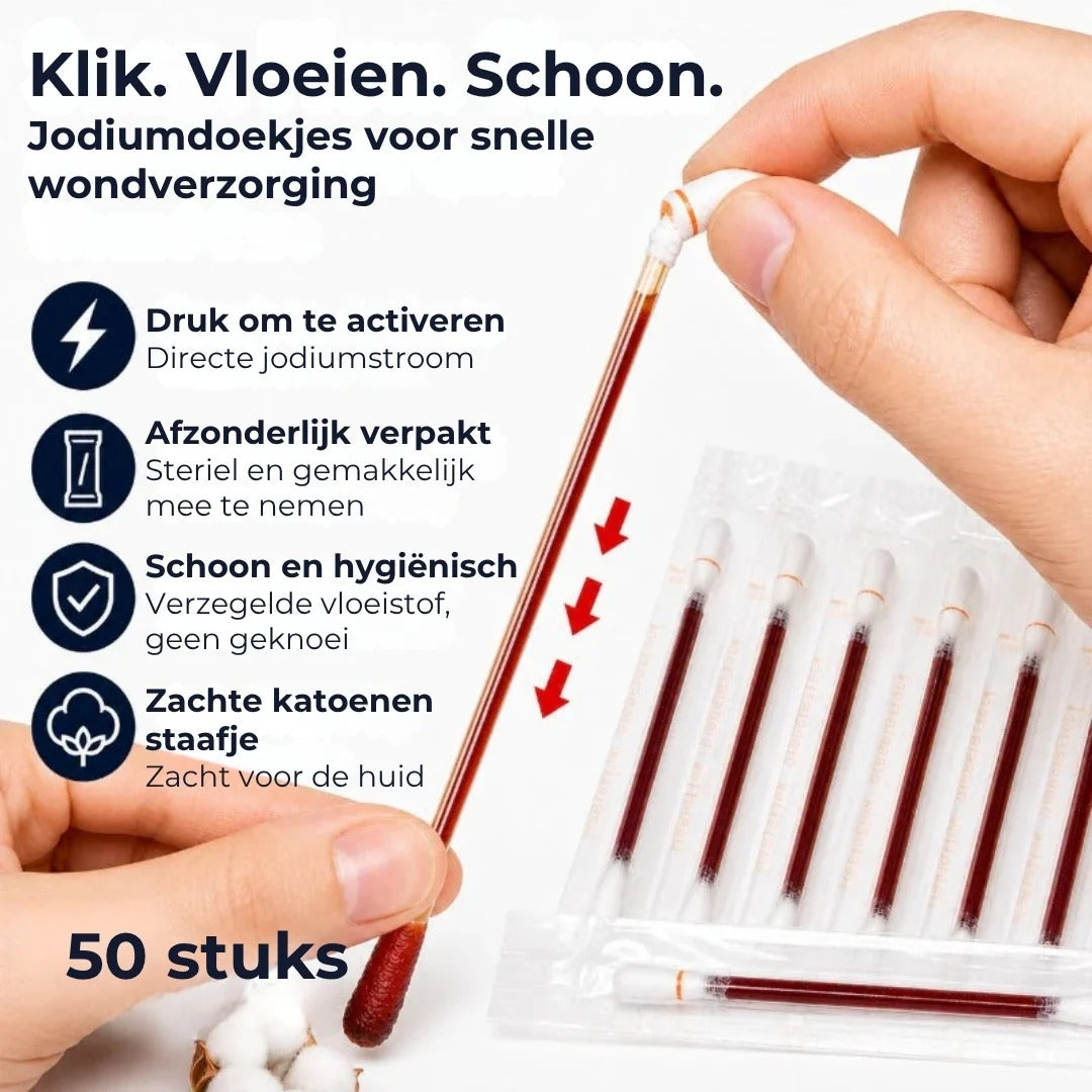 Jodium wattenstaafjes set van 50