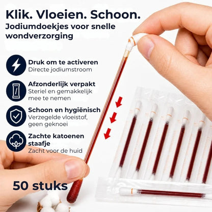 Jodium wattenstaafjes set van 50