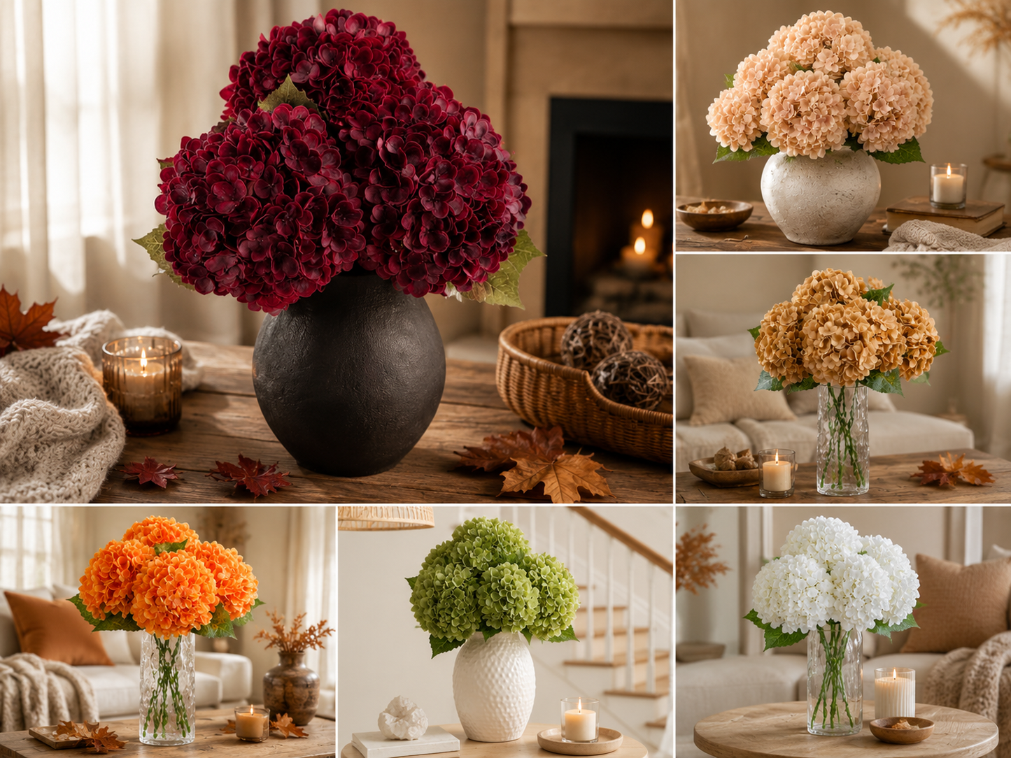 Everbloom Real Touch kunsthortensias in herfstkleuren