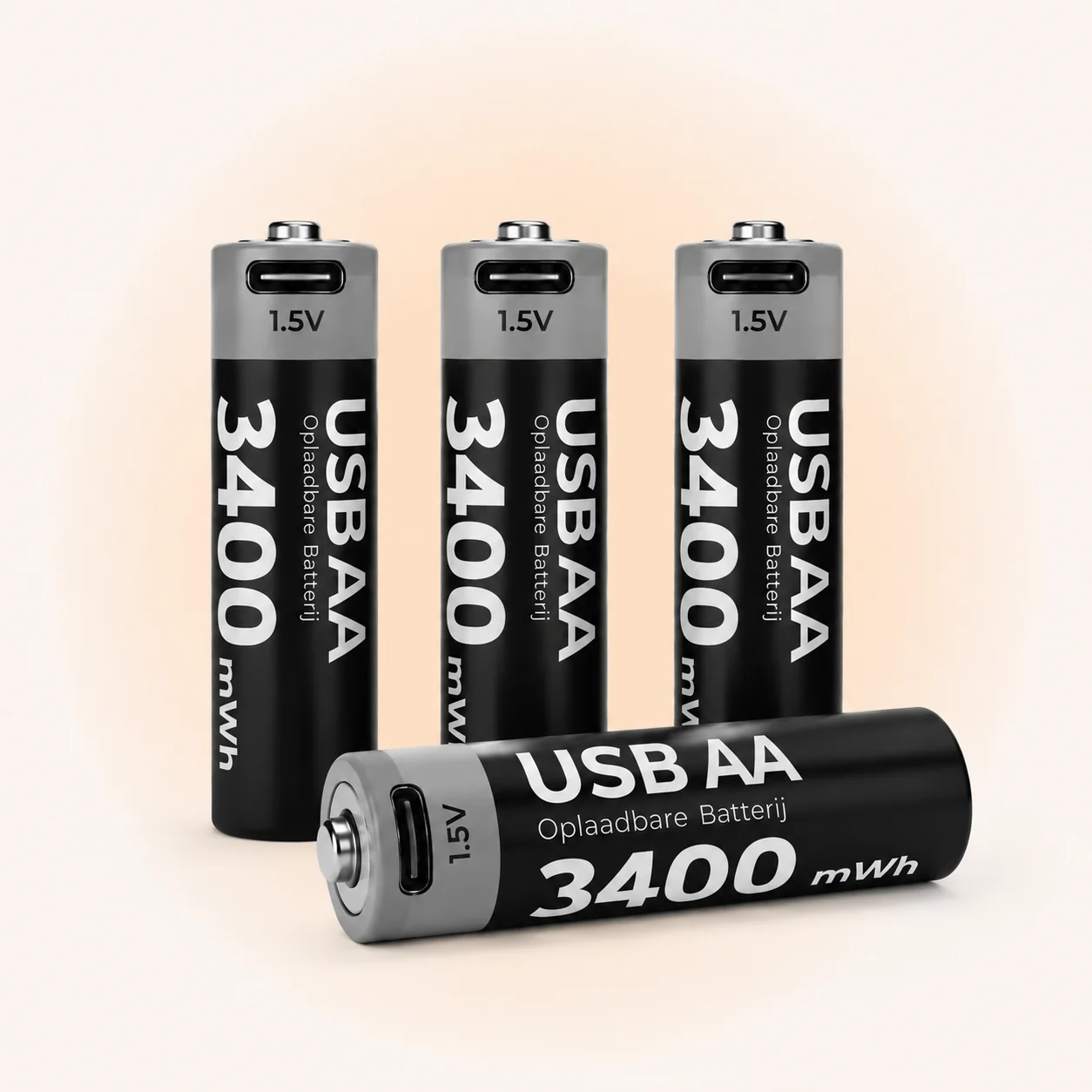 Oplaadbare AA lithium batterijen 1,5V USB C set van 2