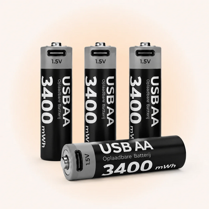 Oplaadbare AA lithium batterijen 1,5V USB C set van 2