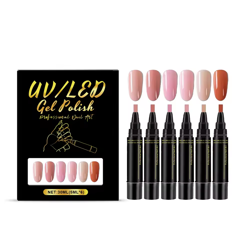 SalonPen 3 in 1 gelpennenset met UV LED lamp 6 stuks