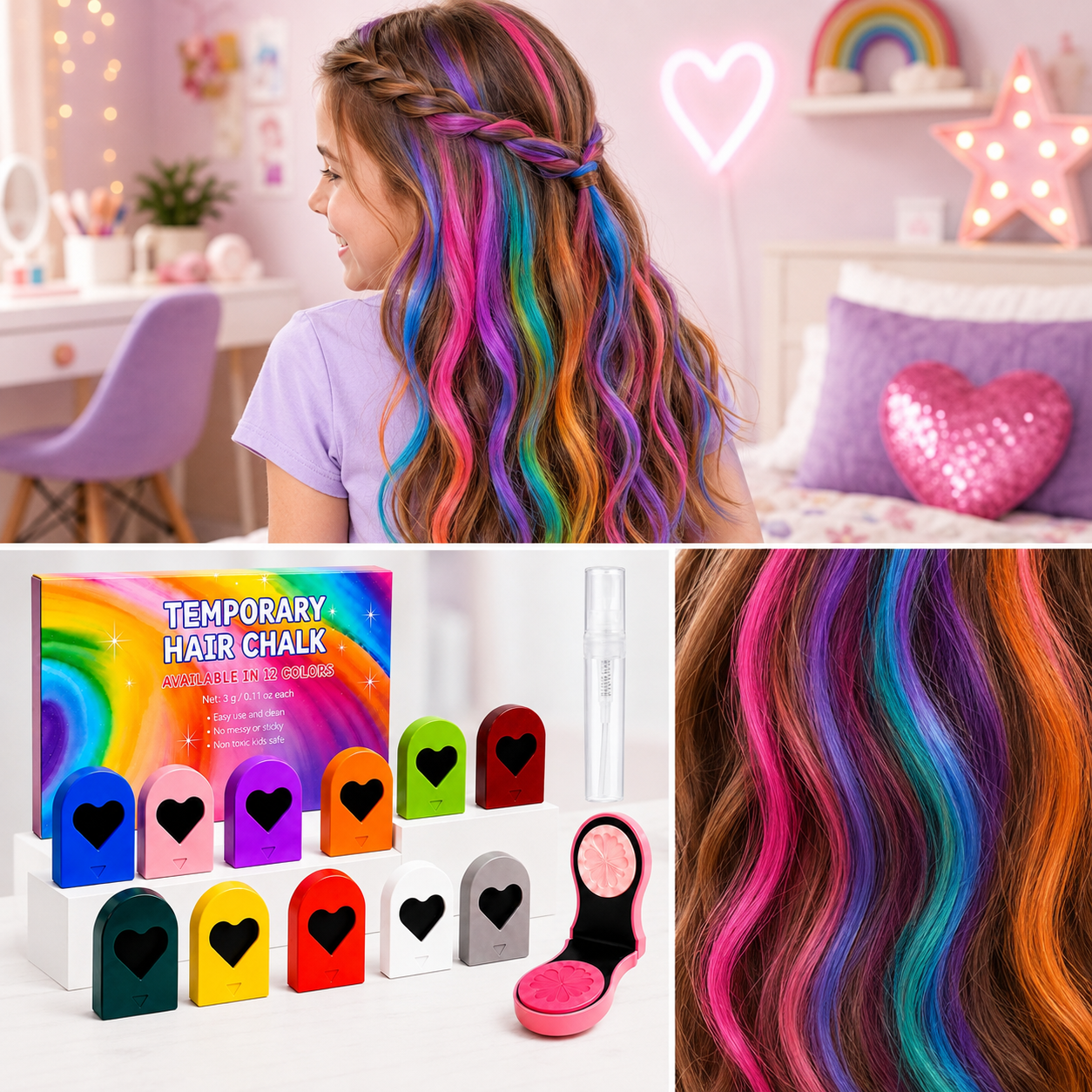 ColorPop uitwasbaar haarkrijt set van 12 kleuren