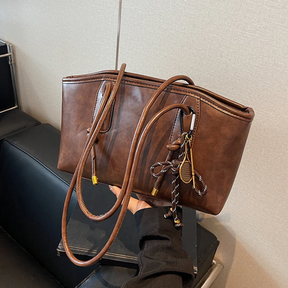 Vintage PU leren schoudertas voor dames