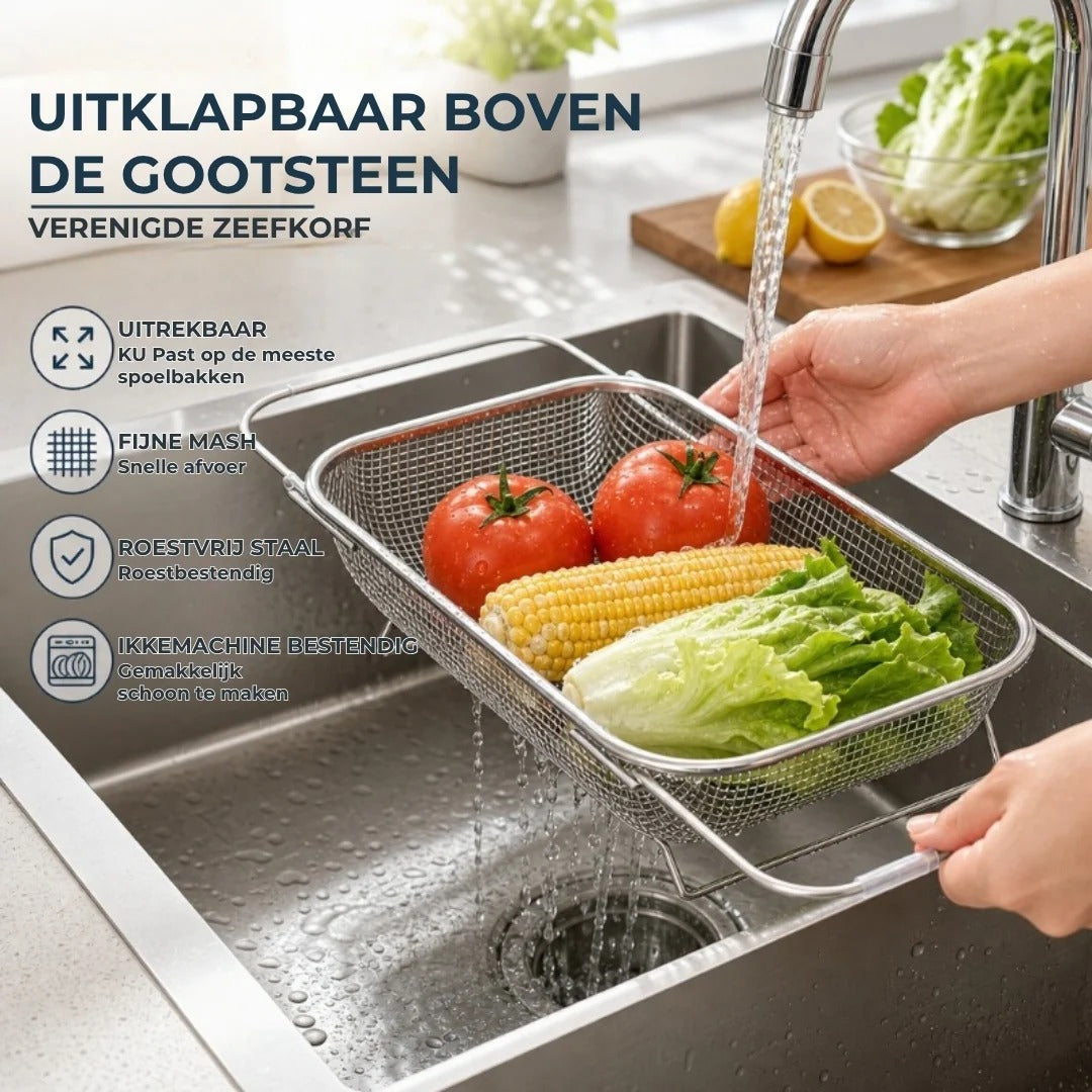 Uitschuifbare Gootsteenzeef