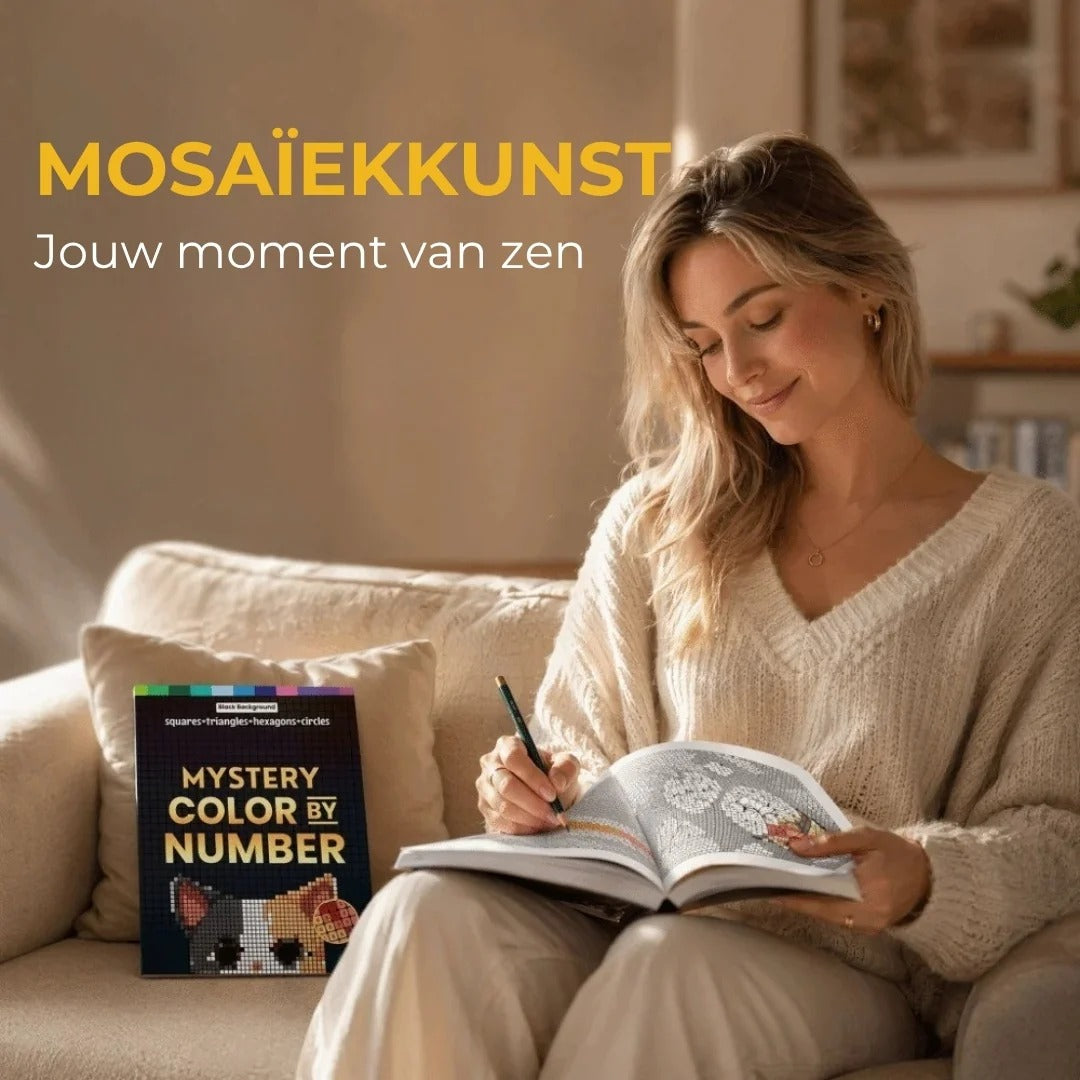 Mystery Mosaics kleurboek met kleuren op nummer