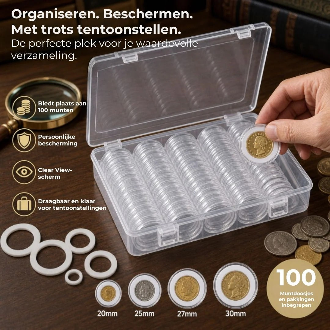 Beveiligde opbergkoffer voor munten