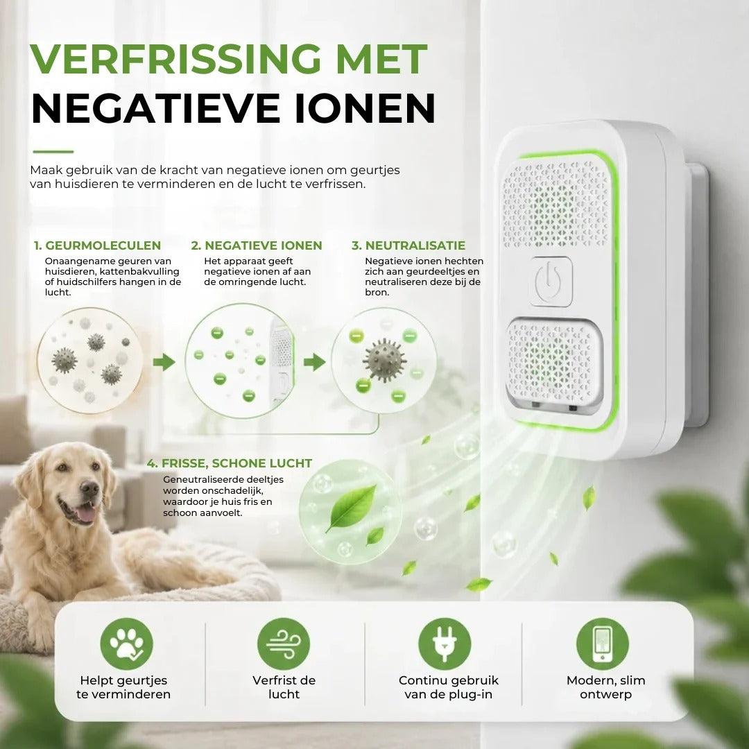 Ioniserende luchtreiniger tegen huisdiergeuren