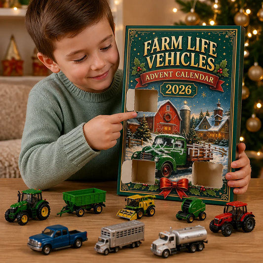Adventskalender met landbouwvoertuigen 24 dagen