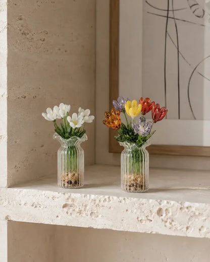 Ljuva Evighet handgemaakte glazen minivaasjes met bloemen