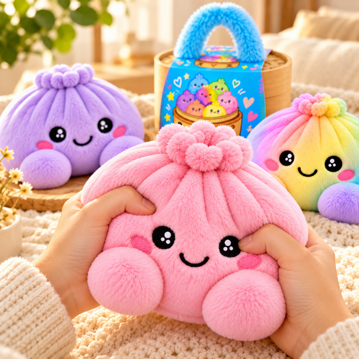 Dumpling squishy knuffels met stoommandje