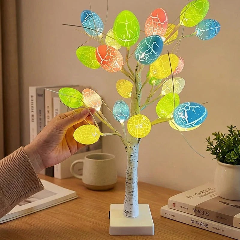 Tafelmodel Berkenboom met 24 LED Verlichte Eieren