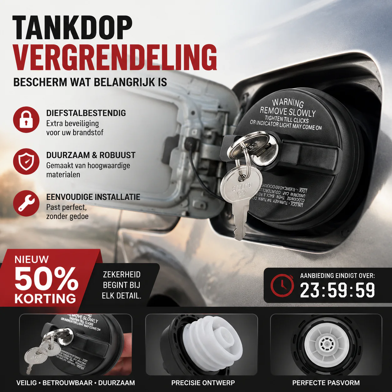 Afsluitbare Brandstofdop met Slot