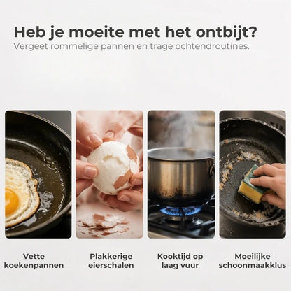 Magnetron eierkoker met deksel en handvat