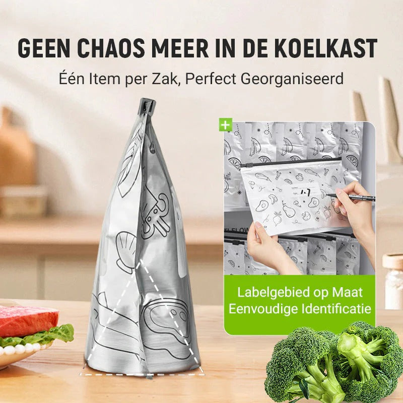 Herbruikbare aluminiumfolie vershoudzakken met kluissluiting（10 stuks per set）