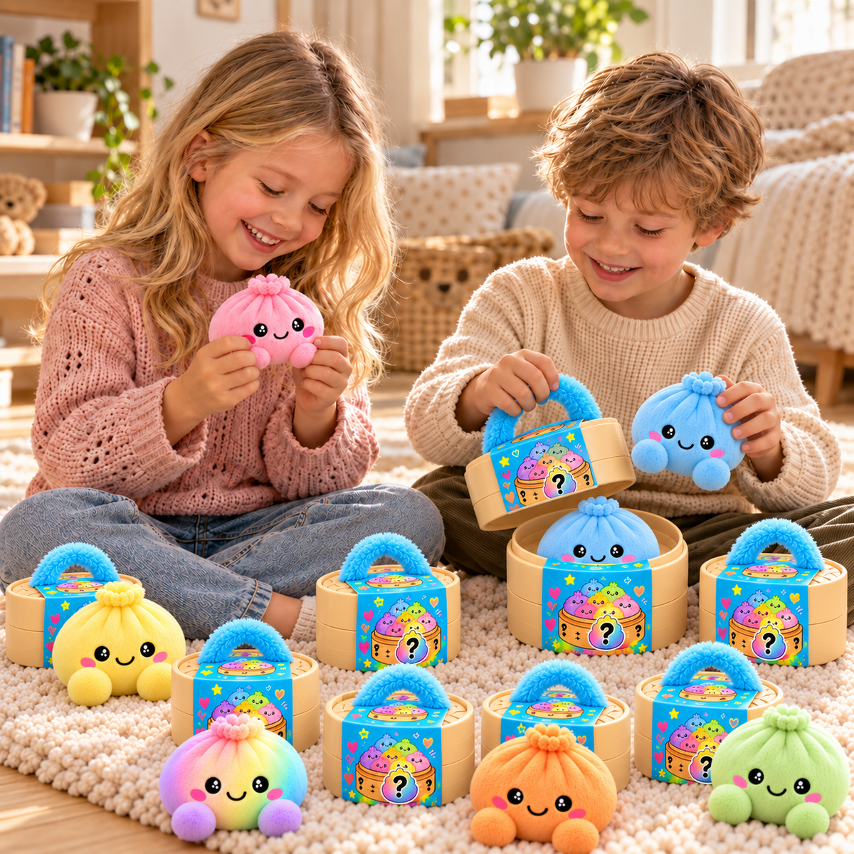 Dumpling squishy knuffels met stoommandje