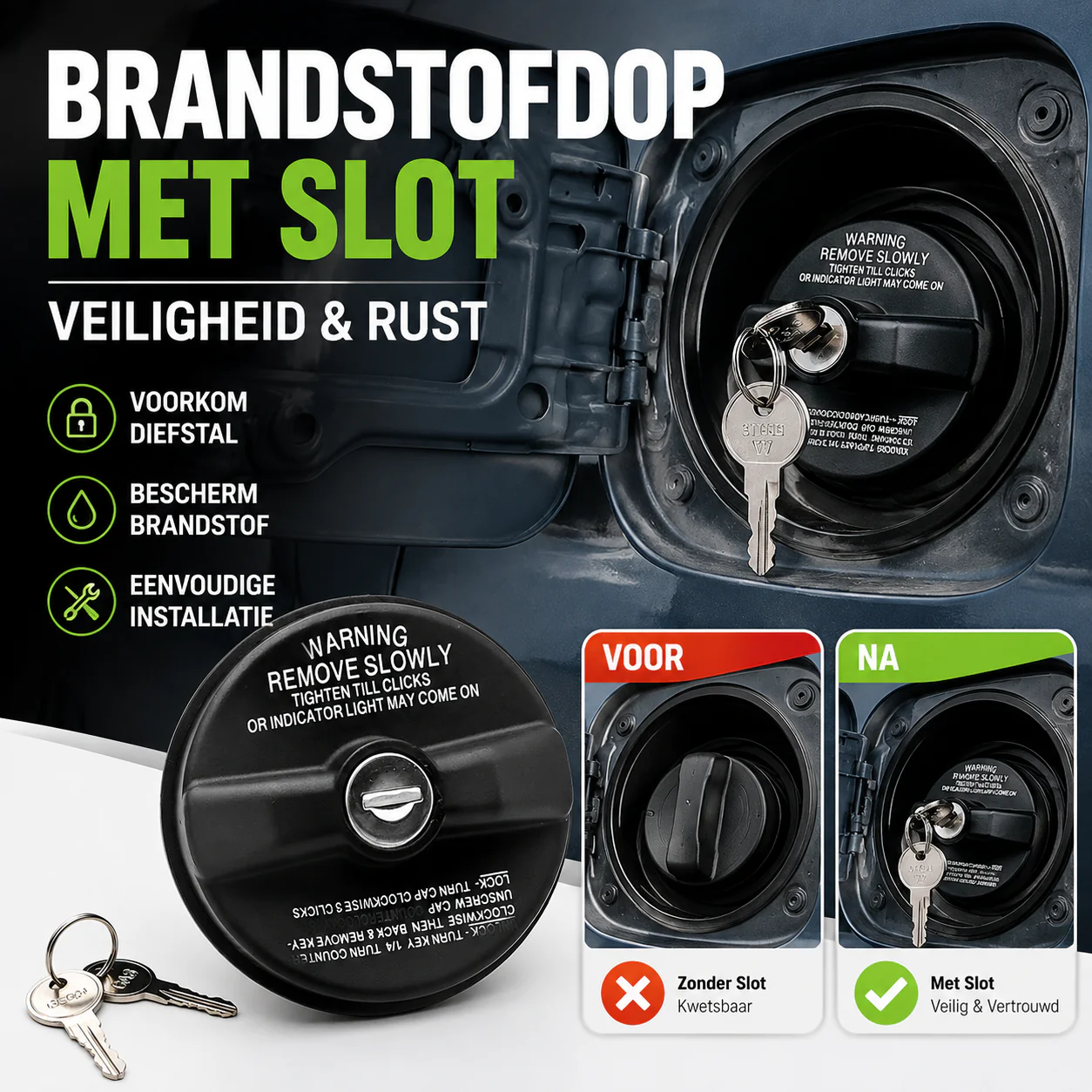 Afsluitbare Brandstofdop met Slot
