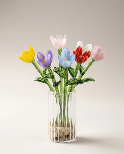 Ljuva Evighet handgemaakte glazen minivaasjes met bloemen
