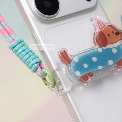 Telefoonclip met Cartoondier en Polskoord
