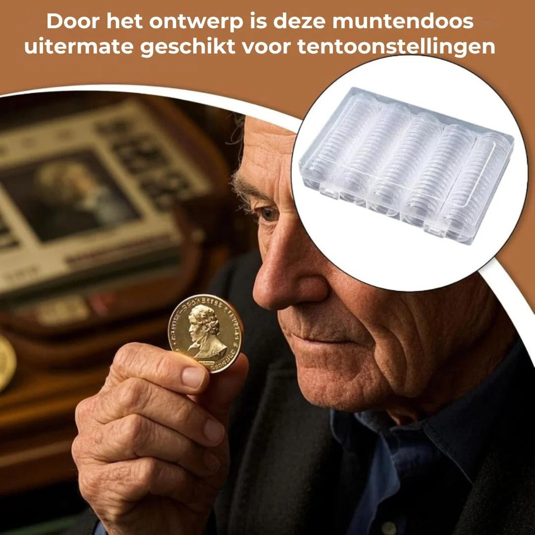 Beveiligde opbergkoffer voor munten