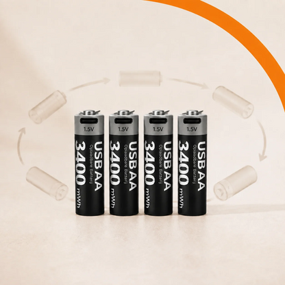Oplaadbare AA lithium batterijen 1,5V USB C set van 2