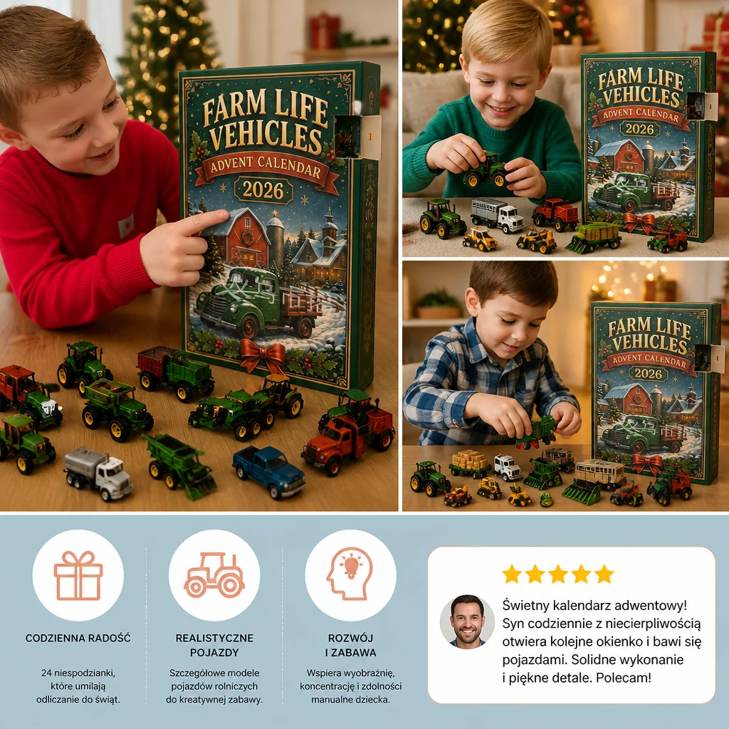 Adventskalender met landbouwvoertuigen 24 dagen