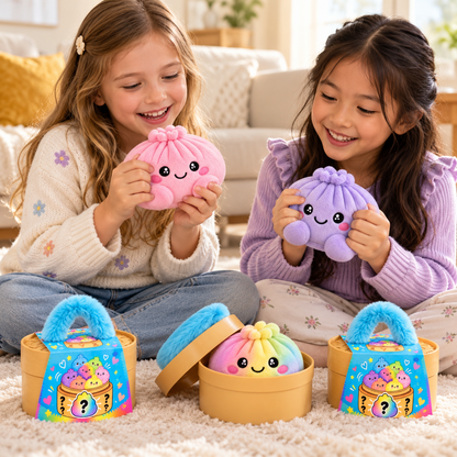 Dumpling squishy knuffels met stoommandje