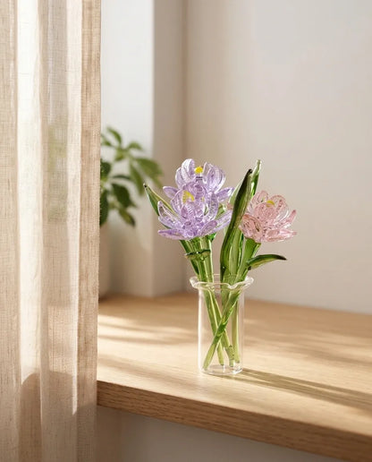 Ljuva Evighet handgemaakte glazen minivaasjes met bloemen