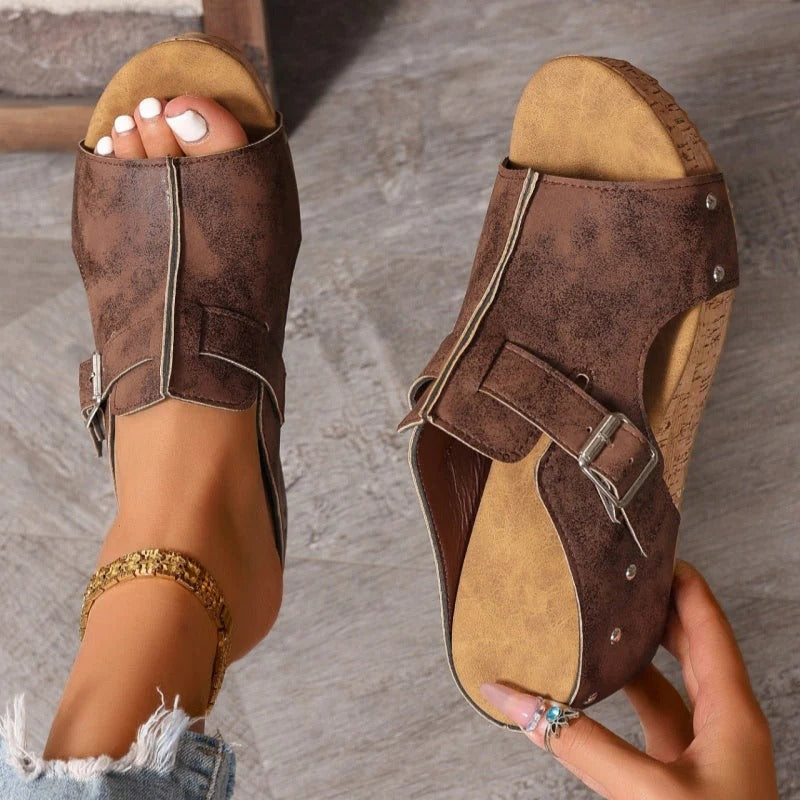 Damesmode Peep Toe sleehak sandalen met plateauzool