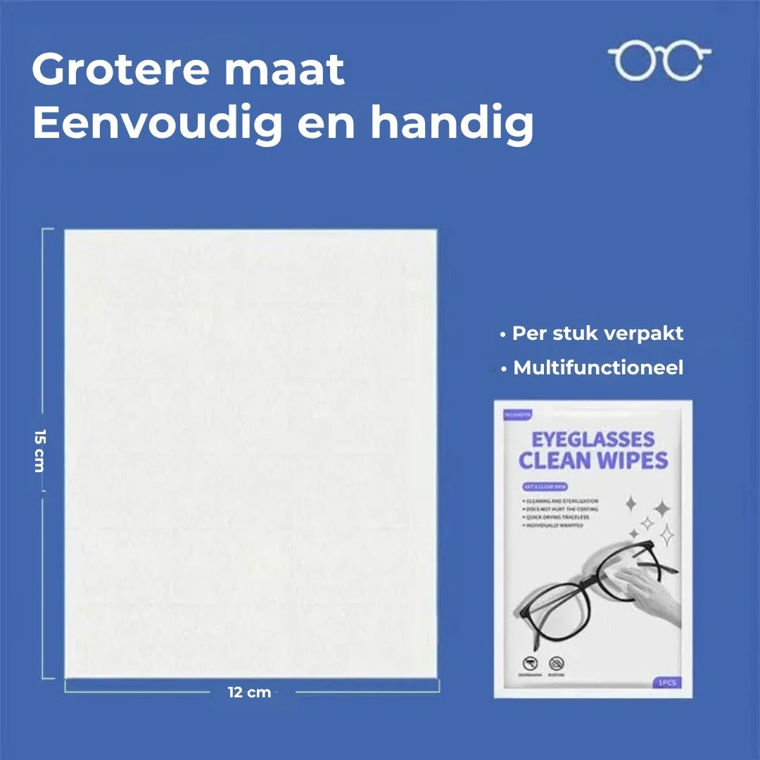 Anticondens schoonmaakdoekjes voor brillenglazen 100 stuks