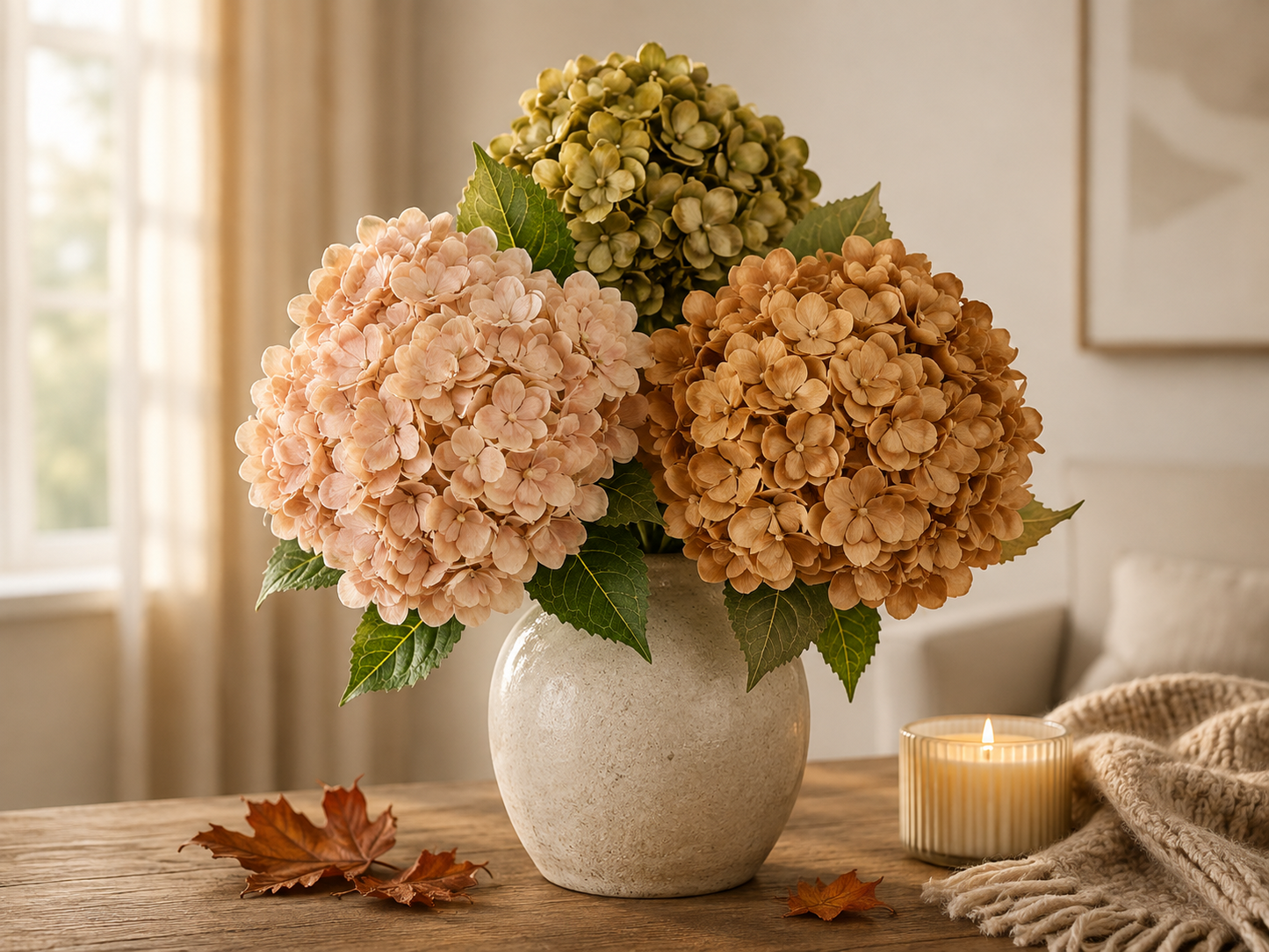 Everbloom Real Touch kunsthortensias in herfstkleuren