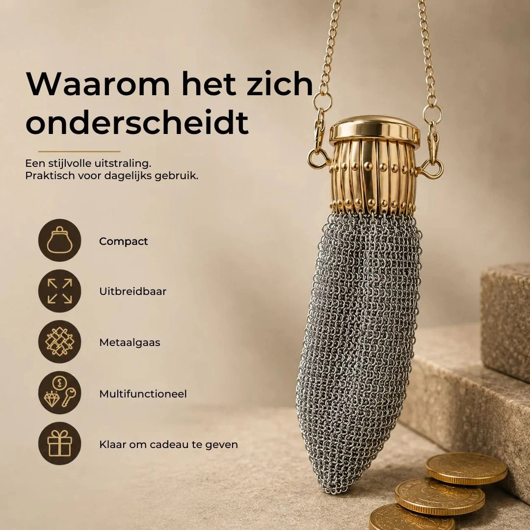 Vintage metaalgaas muntportemonnee voor kleine spullen