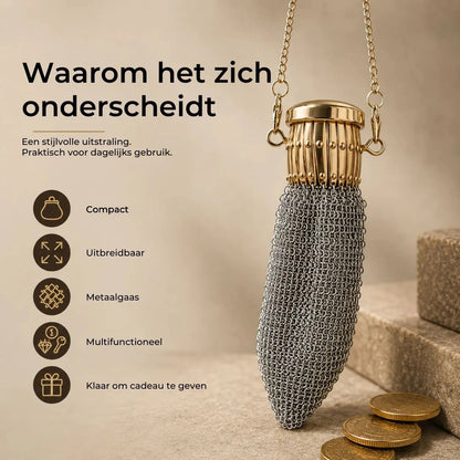 Vintage metaalgaas muntportemonnee voor kleine spullen
