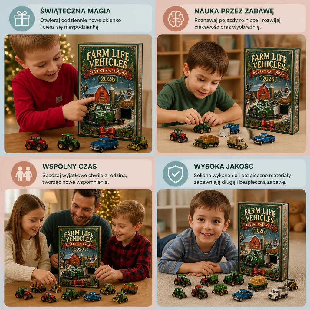 Adventskalender met landbouwvoertuigen 24 dagen